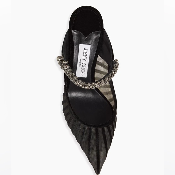 Jimmy Choo Bing 100MM Crystal-Embellished Mesh Mules 37 - Picture 4 of 12